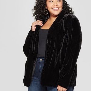 Plus size velvet blazer